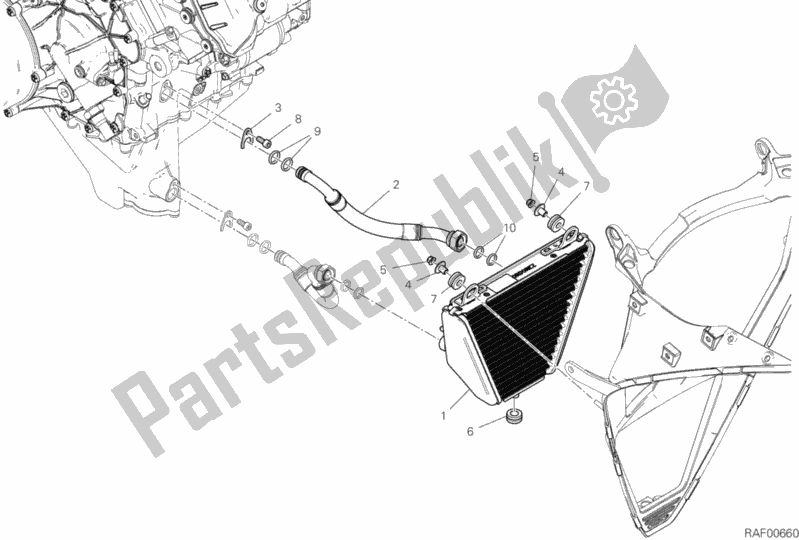 All parts for the Oil Cooler of the Ducati Superbike Panigale V4 S Thailand 1100 2019